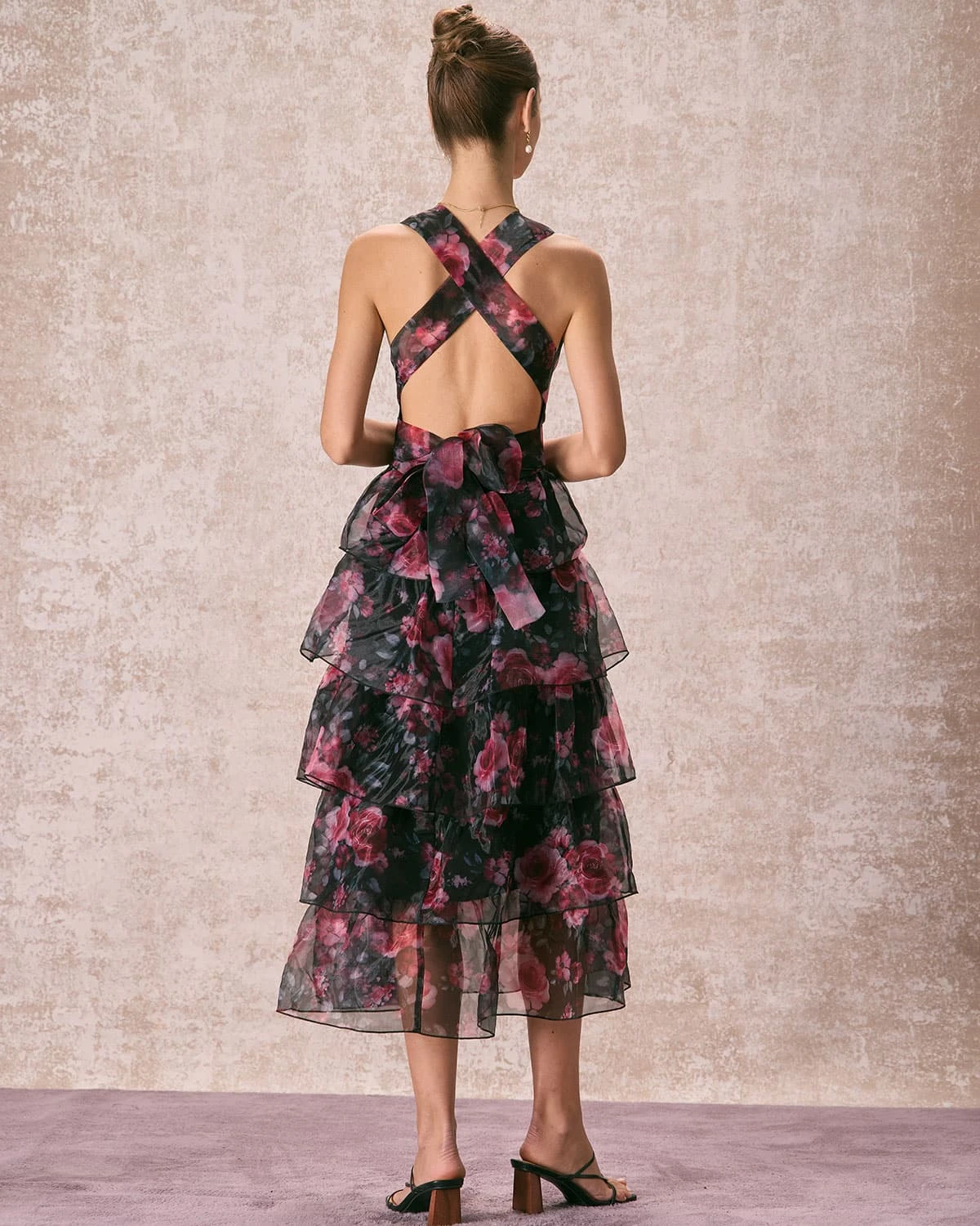 The V Neck Floral Layered Midi Dress 6 The V Neck Floral Layered Midi Dress - Image 6