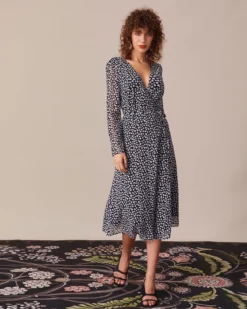 The Black V Neck Floral Tie Waist Midi Dress 8 The Black V Neck Floral Tie Waist Midi Dress -Deals Dress N Swimwear Store the v neck floral long sleeve wrap dress dresses 3fconp 208822