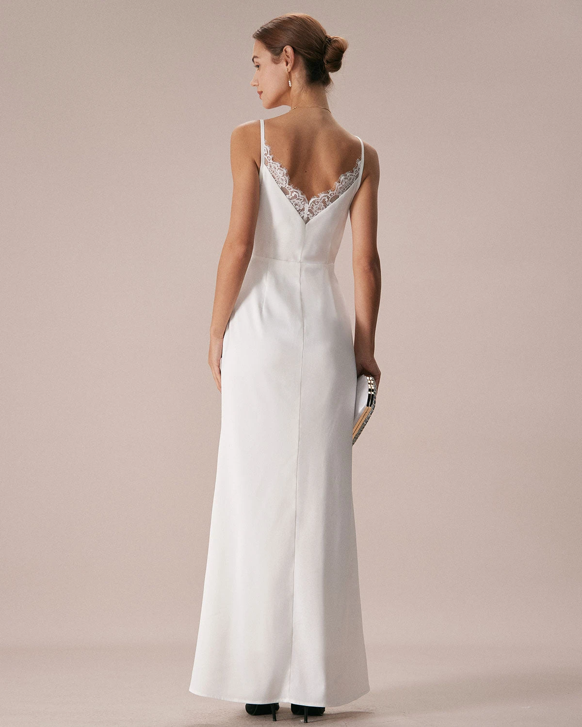 The White V Neck Lace Trim Slip Maxi Dress 6 The White V Neck Lace Trim Slip Maxi Dress - Image 6