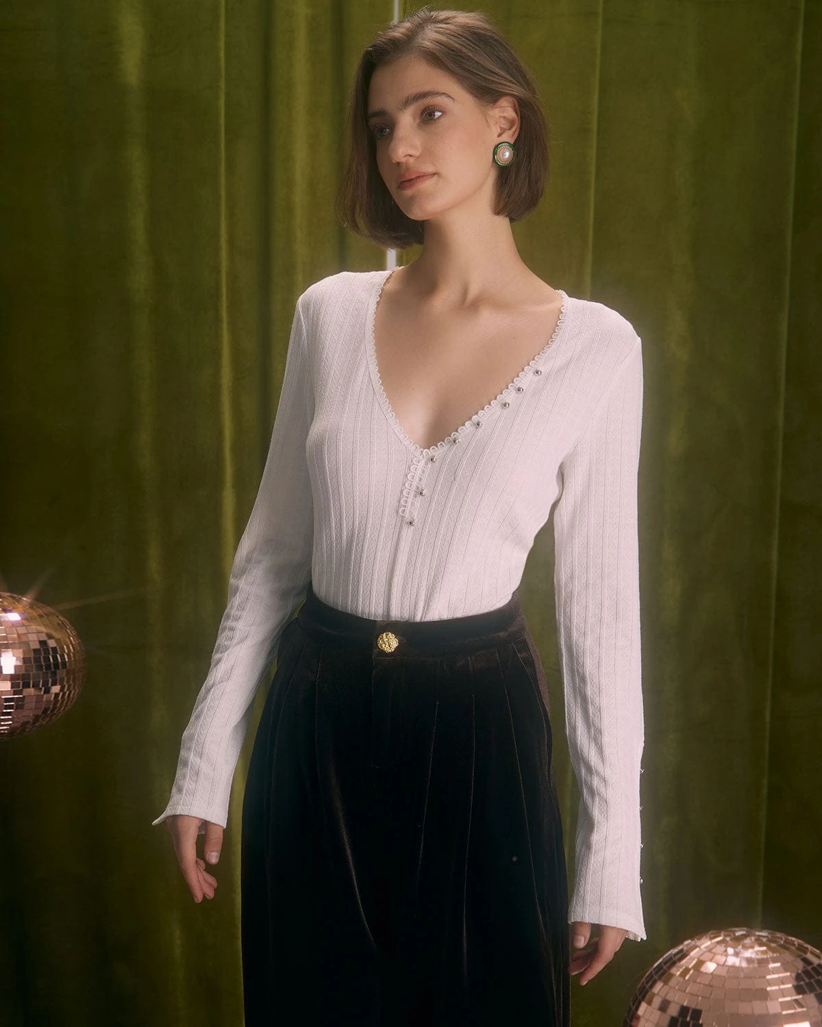 The White V Neck Lace Trim Textured Tee 4 The White V Neck Lace Trim Textured Tee - Image 4