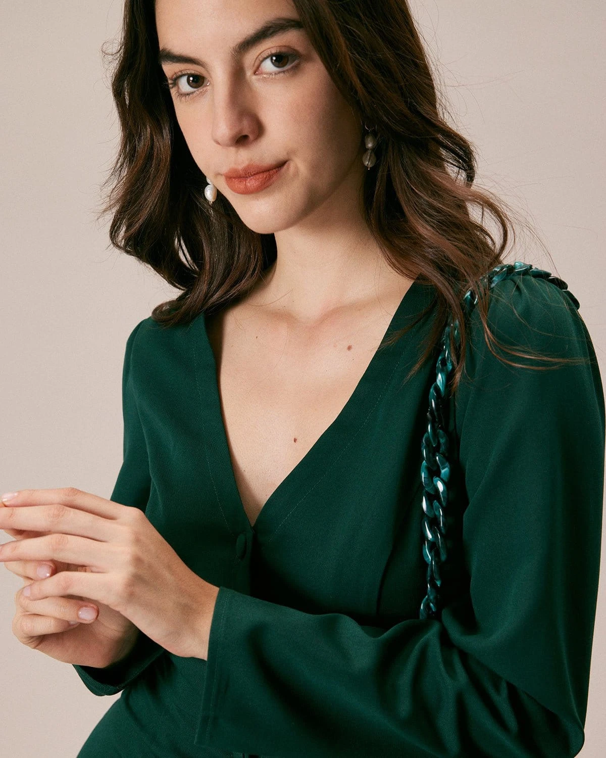 The Green V Neck Button Shirt Mini Dress 4 The Green V Neck Button Shirt Mini Dress - Image 4