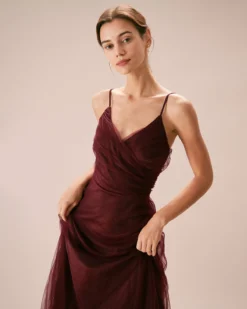 The Wine Red V Neck Mesh Wrap Maxi Dress -Deals Dress N Swimwear Store the v neck mesh wrap dress dresses 4otpwm