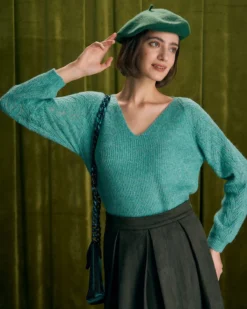 The Green V Neck Ribbed Raglan Sleeve Sweater -Deals Dress N Swimwear Store the v neck raglan sleeve sweater green tops lssvsc