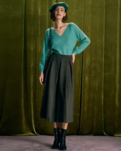 The Green V Neck Ribbed Raglan Sleeve Sweater -Deals Dress N Swimwear Store the v neck raglan sleeve sweater tops p6cylf