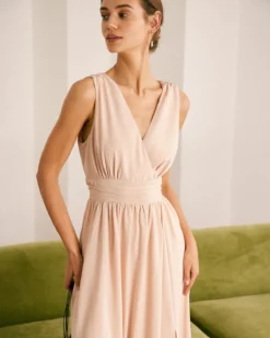 The Apricot V Neck Ruched Wrap Maxi Dress 7 The Apricot V Neck Ruched Wrap Maxi Dress -Deals Dress N Swimwear Store the v neck ruched wrap dress dresses l1r6sf