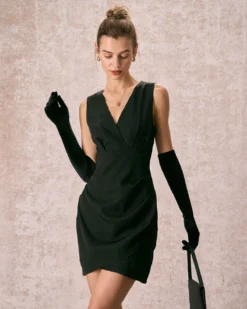The Black V Neck Ruched Wrap Mini Dress 10 The Black V Neck Ruched Wrap Mini Dress -Deals Dress N Swimwear Store the v neck ruched wrap dress dresses lc4h56