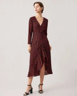 The Red V Neck Slit Long Sleeve Midi Dress 8 The Red V Neck Slit Long Sleeve Midi Dress -Deals Dress N Swimwear Store the v neck ruffle hem midi dress red dresses gzgavf 506534