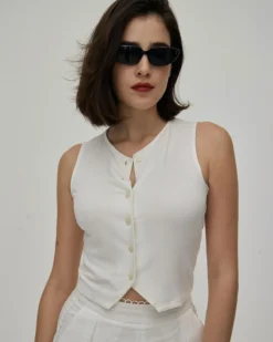The White V Neck Button Knit Tank Top -Deals Dress N Swimwear Store the v neck solid button knit tank top tops e6uvnl