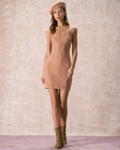 The Camel V Neck Striped Knit Mini Dress 10 The Camel V Neck Striped Knit Mini Dress -Deals Dress N Swimwear Store the v neck striped sweater dress dresses h9spm2