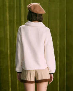 The Beige V Neck Spliced Teddy Sweatshirt 9 The Beige V Neck Spliced Teddy Sweatshirt -Deals Dress N Swimwear Store the v neck teddy sweatshirt tops g2f4bf