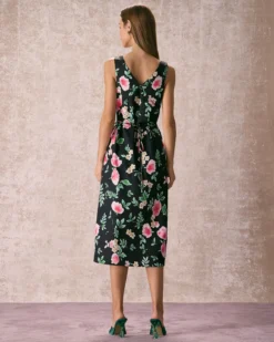 The Black V Neck Tie Back Floral Midi Dress 9 The Black V Neck Tie Back Floral Midi Dress -Deals Dress N Swimwear Store the v neck tie back floral dress dresses skuwse