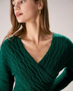 The Green V Neck Wrap Sweater Mini Dress 8 The Green V Neck Wrap Sweater Mini Dress -Deals Dress N Swimwear Store the v neck wrap sweater dress dresses ht13yn