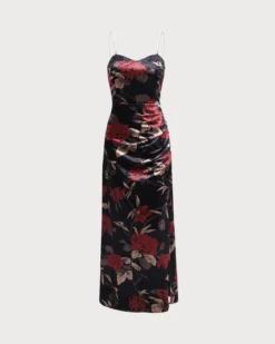 The Black Floral Pearl Slip Velvet Maxi Dress -Deals Dress N Swimwear Store the velvet floral slip dress dresses fe9dnc