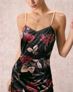 The Black Floral Pearl Slip Velvet Maxi Dress -Deals Dress N Swimwear Store the velvet floral slip dress dresses ikwrrf