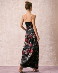 The Black Floral Pearl Slip Velvet Maxi Dress -Deals Dress N Swimwear Store the velvet floral slip dress dresses oorefg