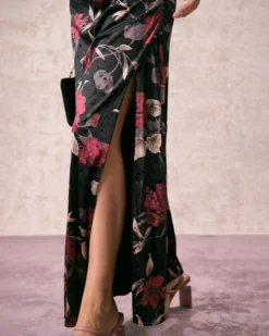 The Black Floral Pearl Slip Velvet Maxi Dress -Deals Dress N Swimwear Store the velvet floral slip dress dresses qm95ti