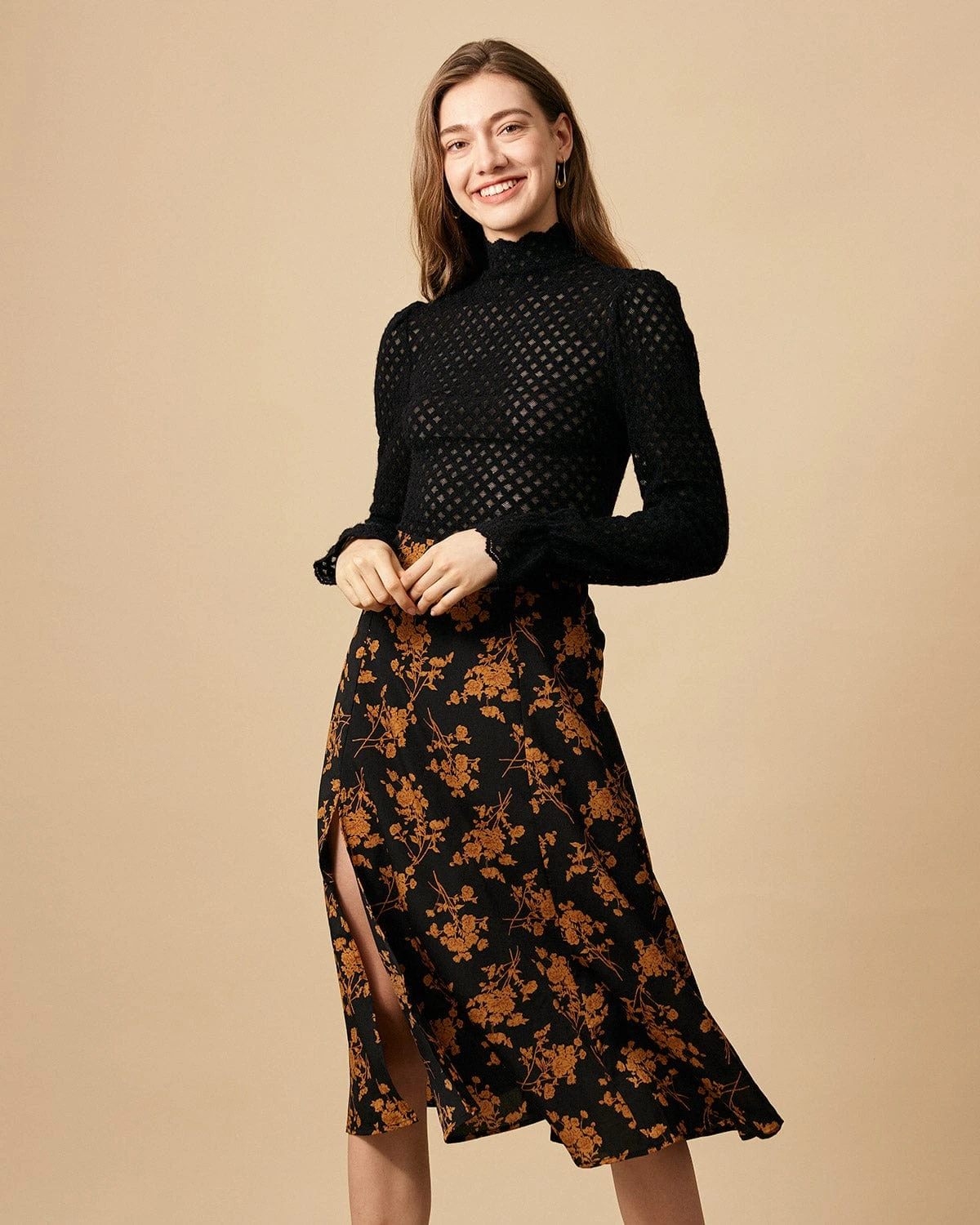 The Floral Slit High Waisted A-line Skirt 3 The Floral Slit High Waisted A-line Skirt - Image 3