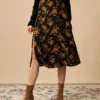 The Floral Slit High Waisted A-line Skirt