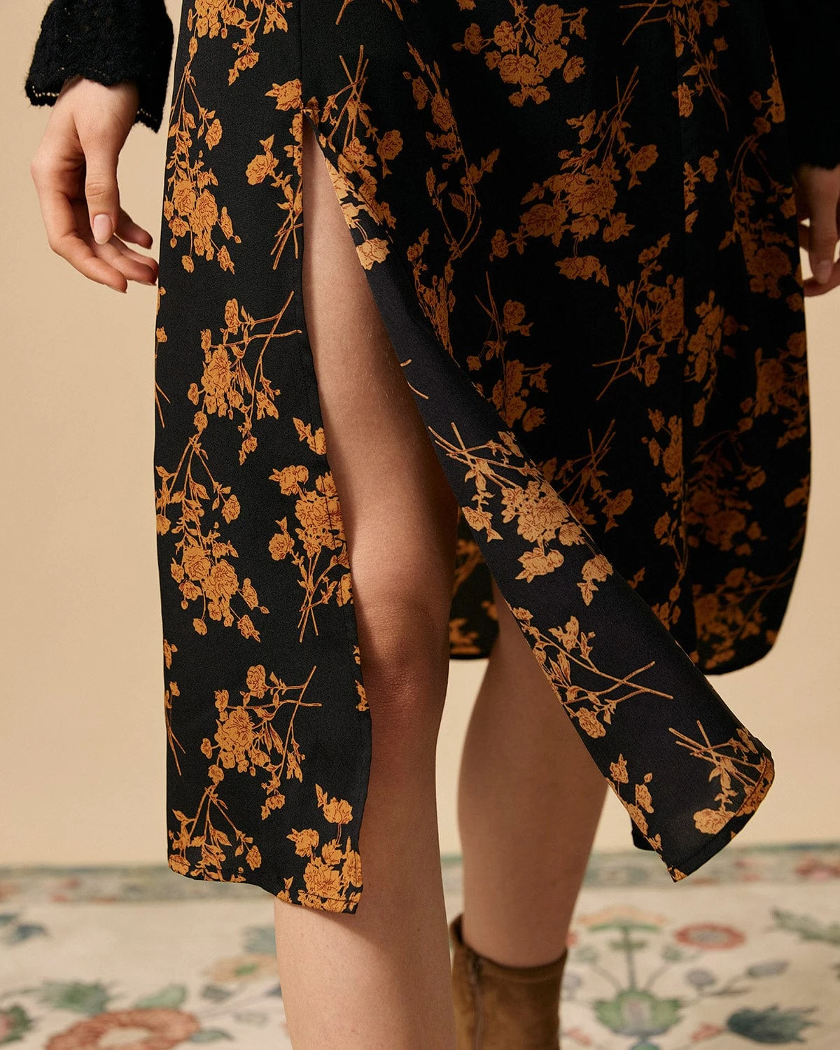 The Floral Slit High Waisted A-line Skirt 2 The Floral Slit High Waisted A-line Skirt - Image 2