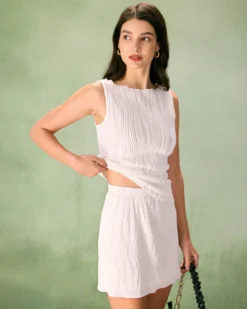 The White Water Ripple Textured High Waisted Mini Skirt -Deals Dress N Swimwear Store the water ripple textured mini skirt bottoms 9enpzl