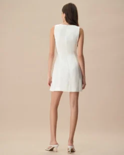 The White Boat Neck Bowknot Satin Mini Dress -Deals Dress N Swimwear Store the white boat neck bowknot mini dress dresses lopzgt