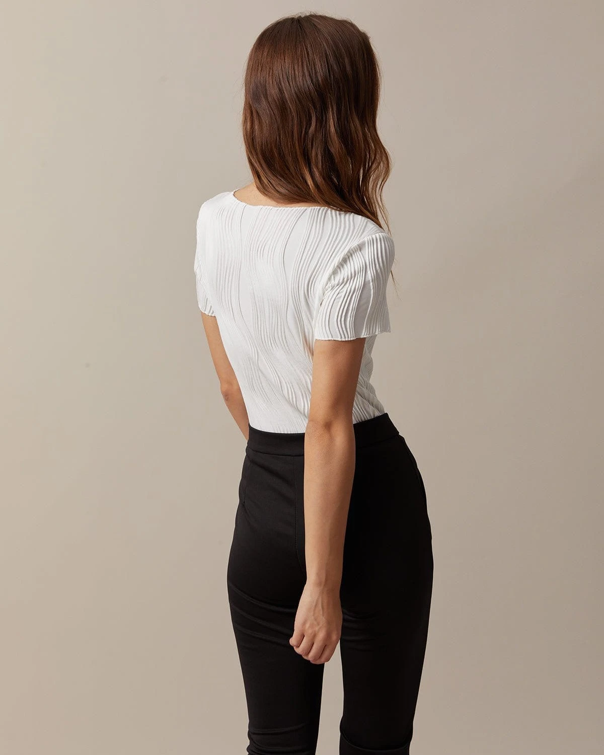 The Solid Boat Neck Water Ripple Textured Tee 5 The Solid Boat Neck Water Ripple Textured Tee - Image 5