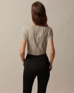 The Khaki Boat Neck Water Ripple Textured Tee -Deals Dress N Swimwear Store the white boat neck wave textured tee tops mslqs7 a04755e8 482f 40f1 aca6 41ff08d731a4 253954