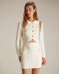 The White Elastic Waist Button Cable Mini Skirt 10 The White Elastic Waist Button Cable Mini Skirt -Deals Dress N Swimwear Store the white cable solid mini skirt bottoms 0ioz1l