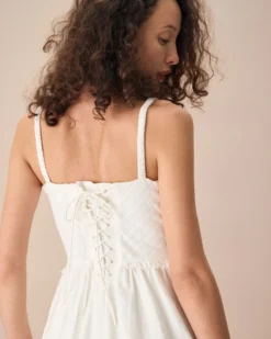 The White Ruched Slip Cotton Midi Dress -Deals Dress N Swimwear Store the white criss cross back midi dress dresses i10nl2