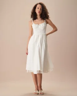 The White Ruched Slip Cotton Midi Dress -Deals Dress N Swimwear Store the white criss cross back midi dress dresses jw9fya