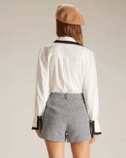 The White Double Breasted Colorblock Shirt -Deals Dress N Swimwear Store the white double breasted colorblock shirt tops vaxm0t