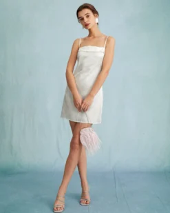 The White Jacquard Sling Mini Dress -Deals Dress N Swimwear Store the white floral jacquard mini dress dresses psazw8 840656