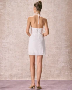 The White Ruched Halter Mini Dress 9 The White Ruched Halter Mini Dress -Deals Dress N Swimwear Store the white halter ruched mini dress dresses 8tsriz