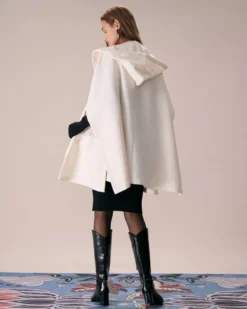 The White Hooded Batwing Sleeve Cape Coat 9 The White Hooded Batwing Sleeve Cape Coat -Deals Dress N Swimwear Store the white hooded solid cape coat outerwear emtg8s