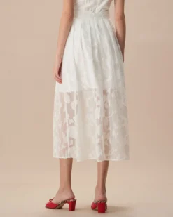 The White Jacquard Midi Skirt -Deals Dress N Swimwear Store the white jacquard mide skirt bottoms tdqedq