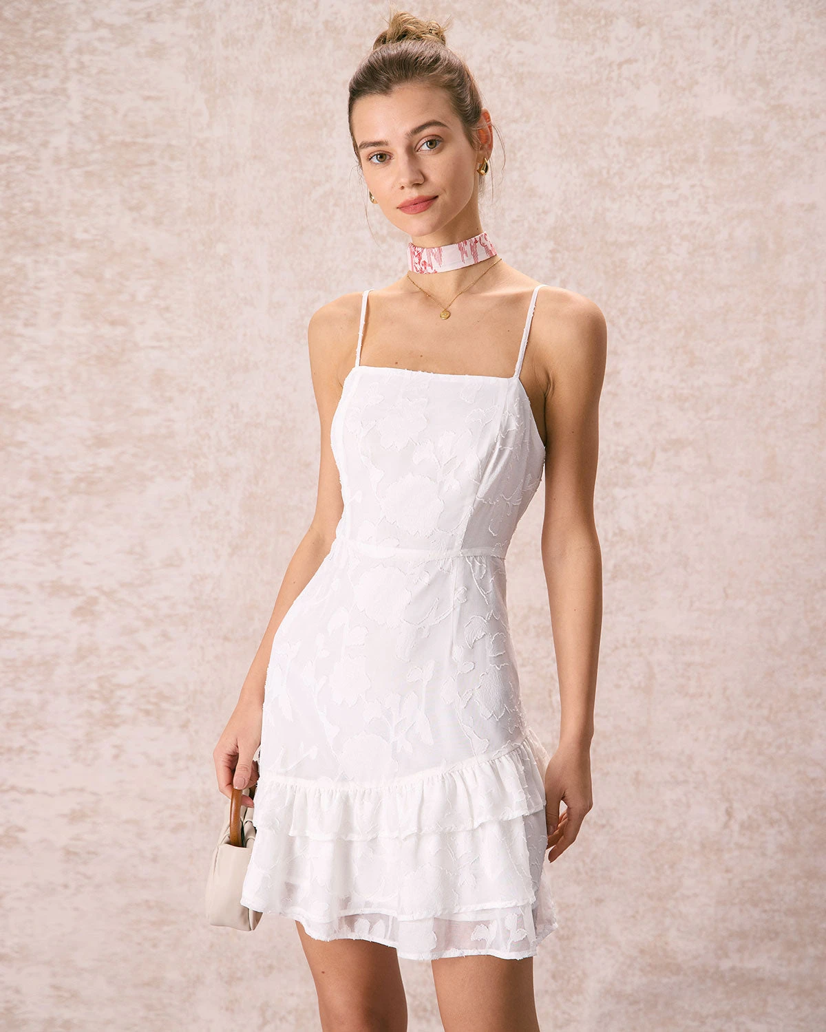 The White Jacquard Ruffle Strap Mini Dress 4 The White Jacquard Ruffle Strap Mini Dress - Image 4