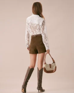 The White Collared Lace Cutout Button Shirt -Deals Dress N Swimwear Store the white lace button shirt tops e3e1ug