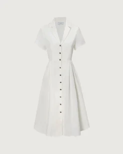 The White Lapel Short Sleeve Button-up Midi Dress -Deals Dress N Swimwear Store the white lapel midi dress white dresses djv5gc