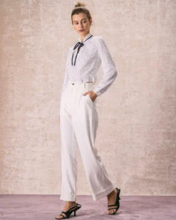 The White Mock Neck Polka Dot Ruffle Blouse 9 The White Mock Neck Polka Dot Ruffle Blouse -Deals Dress N Swimwear Store the white mock neck polka dot blouse tops jeh0kj