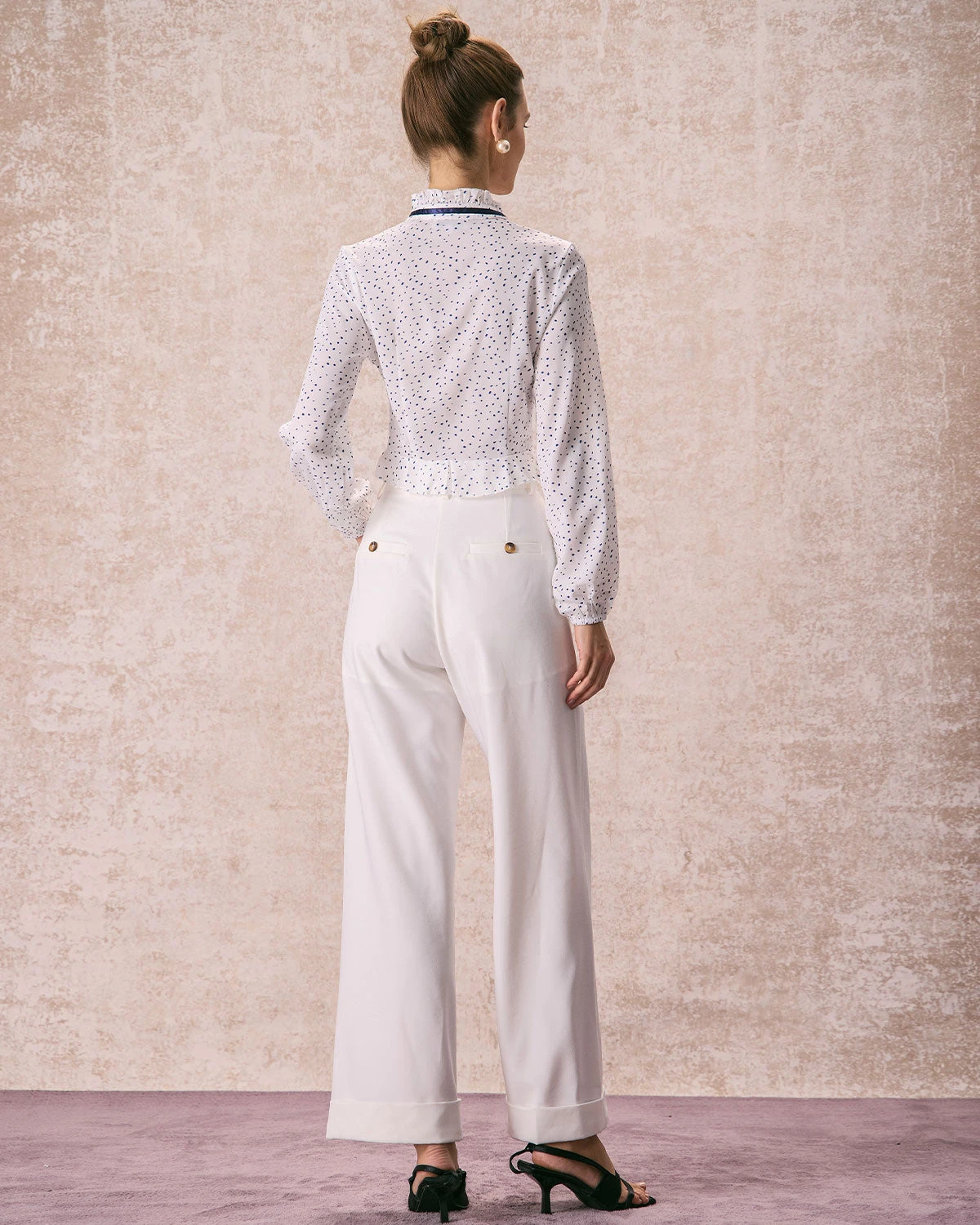 The White Mock Neck Polka Dot Ruffle Blouse 6 The White Mock Neck Polka Dot Ruffle Blouse - Image 6