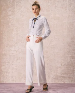 The White Mock Neck Polka Dot Ruffle Blouse 8 The White Mock Neck Polka Dot Ruffle Blouse -Deals Dress N Swimwear Store the white mock neck polka dot blouse tops z9iurg