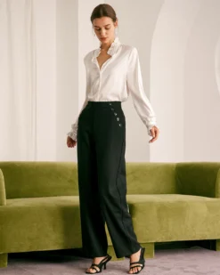 The White Mock Neck Ruffled Satin Shirt -Deals Dress N Swimwear Store the white mock neck ruffled satin shirt tops aenejc