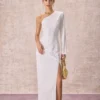 The White One Shoulder Slit Maxi Dress