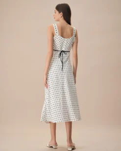 The White V-Neck Polka Dot Lace Trim Midi Dress -Deals Dress N Swimwear Store the white polka dot lace trim midi dress dresses kxbjp9