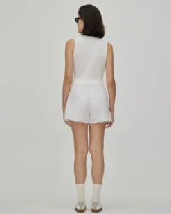 The White Lace Trim High-Waisted Shorts -Deals Dress N Swimwear Store the white solid lace trim shorts bottoms eftku2