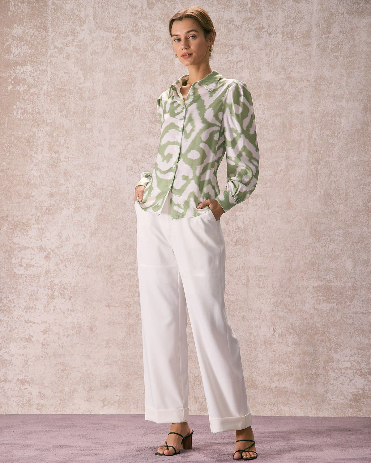 The White High Waisted Button Straight Pants 2 The White High Waisted Button Straight Pants - Image 2