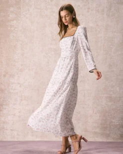 The White Square Neck Floral Maxi Dress 12 The White Square Neck Floral Maxi Dress -Deals Dress N Swimwear Store the white square neck floral maxi dress dresses ortgo2