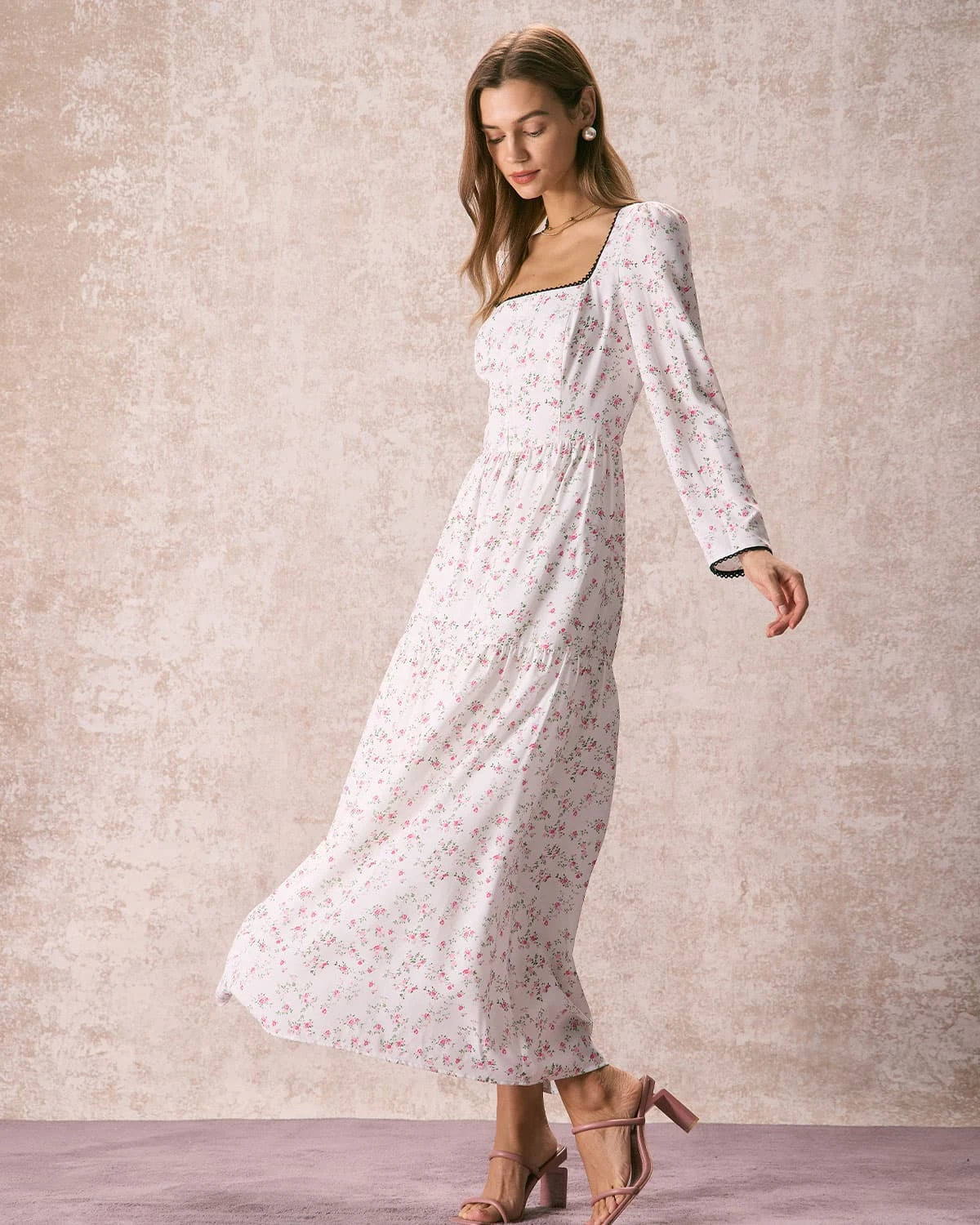 The White Square Neck Floral Maxi Dress 5 The White Square Neck Floral Maxi Dress - Image 5