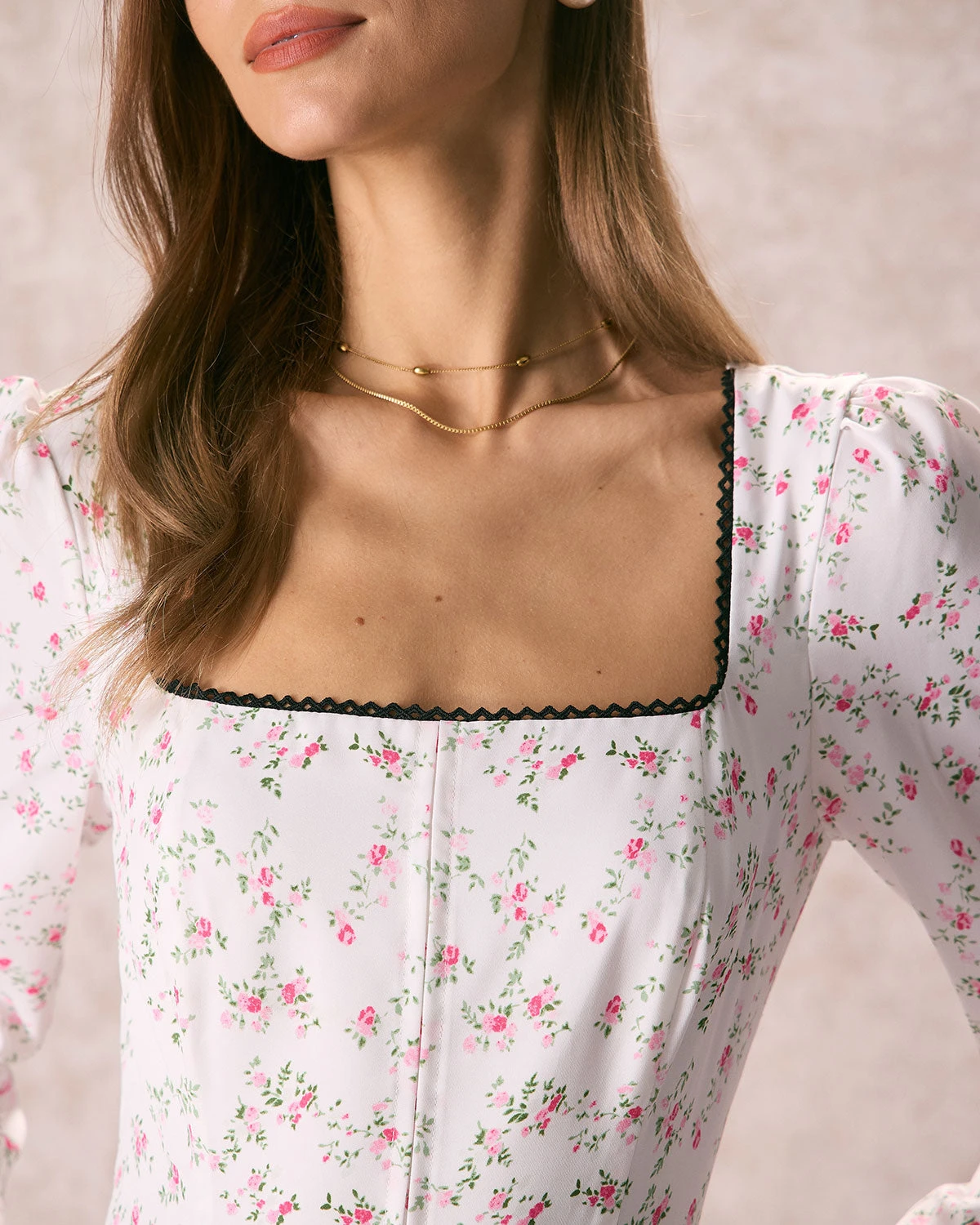 The White Square Neck Floral Maxi Dress 2 The White Square Neck Floral Maxi Dress - Image 2