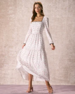 The White Square Neck Floral Maxi Dress 11 The White Square Neck Floral Maxi Dress -Deals Dress N Swimwear Store the white square neck floral maxi dress white dresses wxwqha